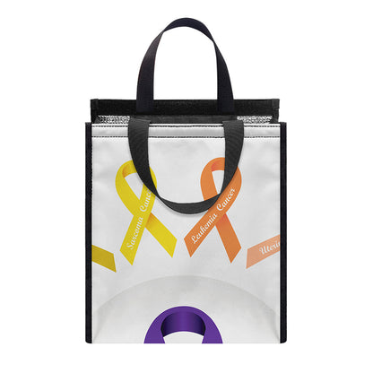 All Cancer Awareness Ribbons Print Insulated Lunch Tote