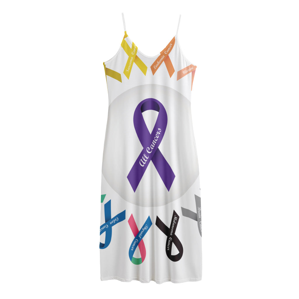 All Cancer Awareness Ribbons Print Jersey Midi Cami Dress