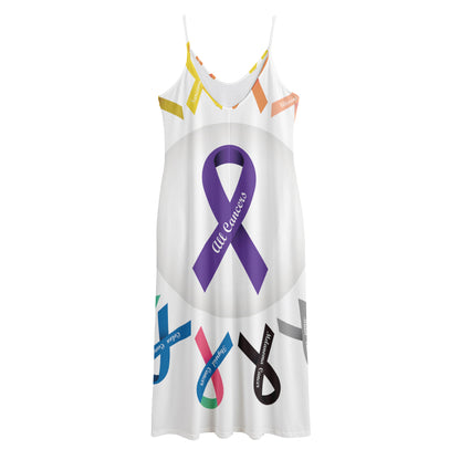 All Cancer Awareness Ribbons Print Jersey Midi Cami Dress