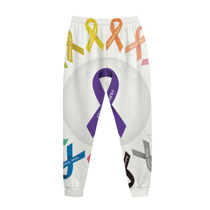 All Cancer Awareness Ribbons Print Jogger Pants