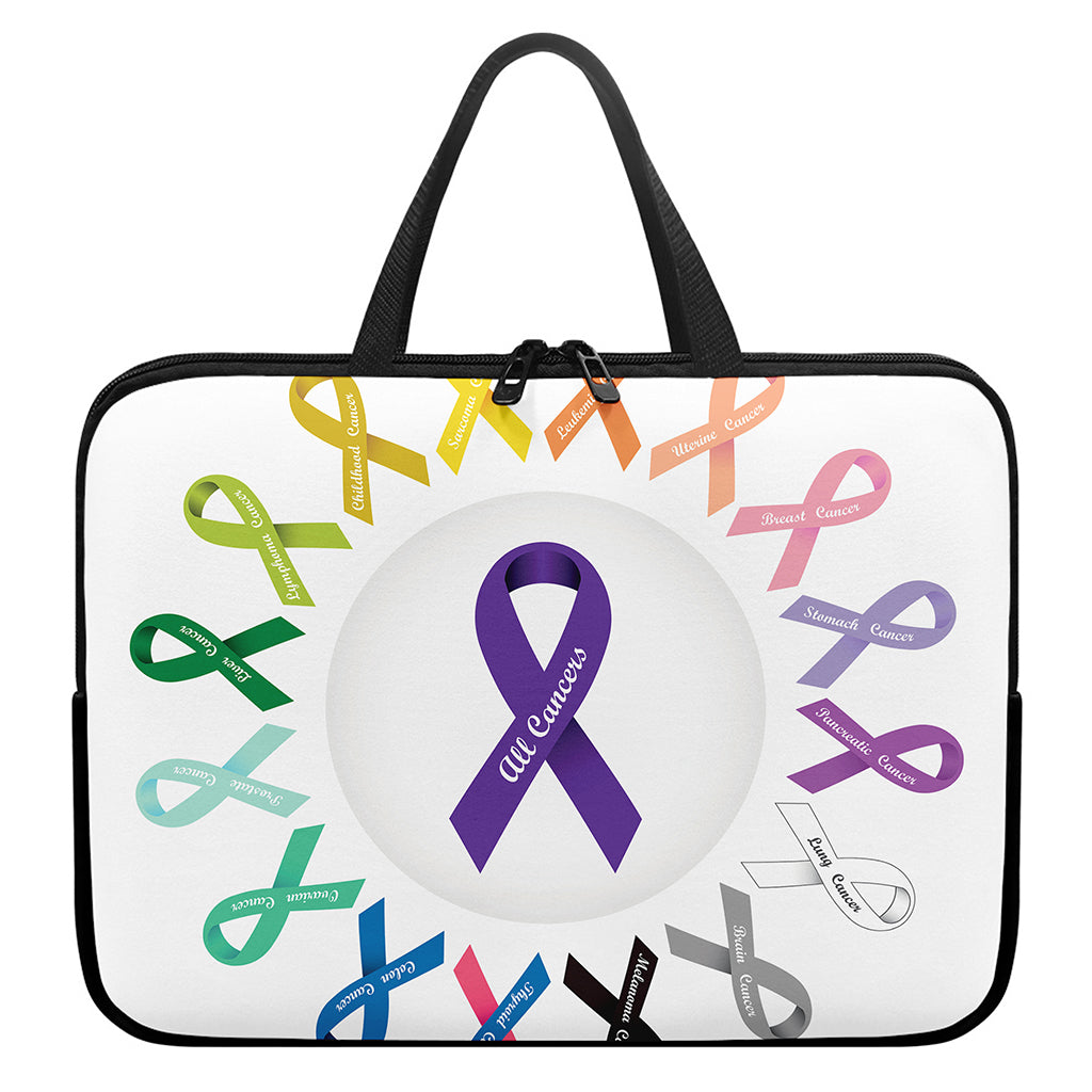 All Cancer Awareness Ribbons Print Laptop Sleeve With Handle