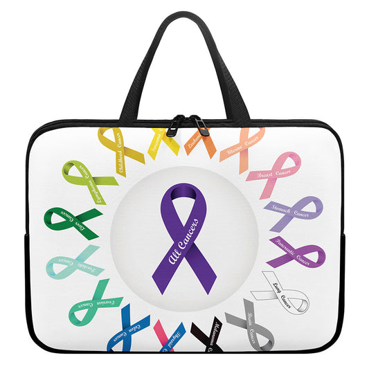 All Cancer Awareness Ribbons Print Laptop Sleeve With Handle