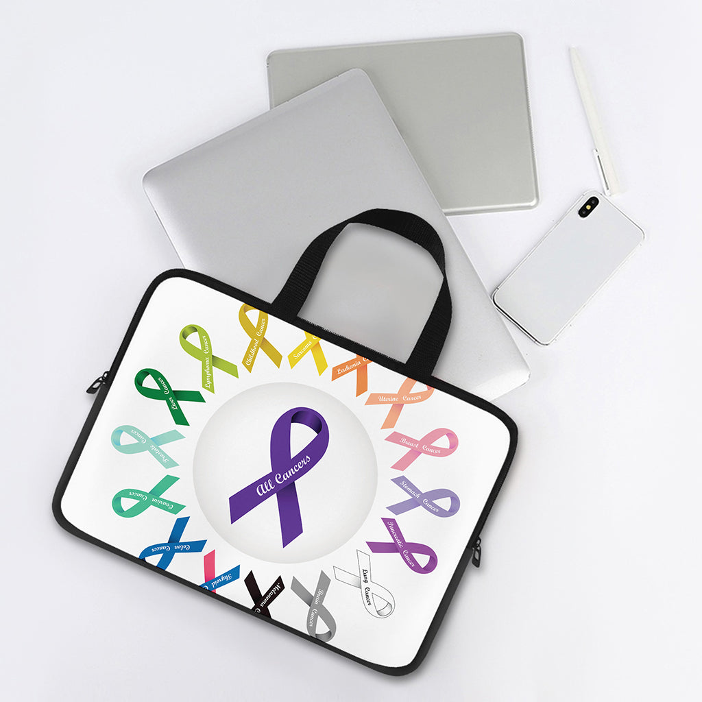 All Cancer Awareness Ribbons Print Laptop Sleeve With Handle