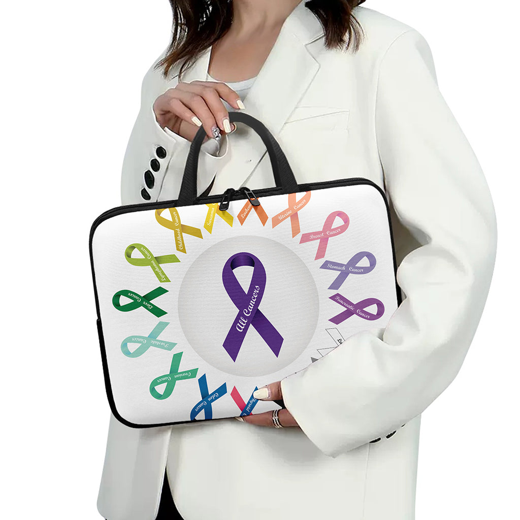 All Cancer Awareness Ribbons Print Laptop Sleeve With Handle