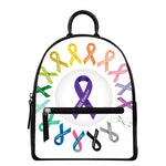 All Cancer Awareness Ribbons Print Leather Backpack