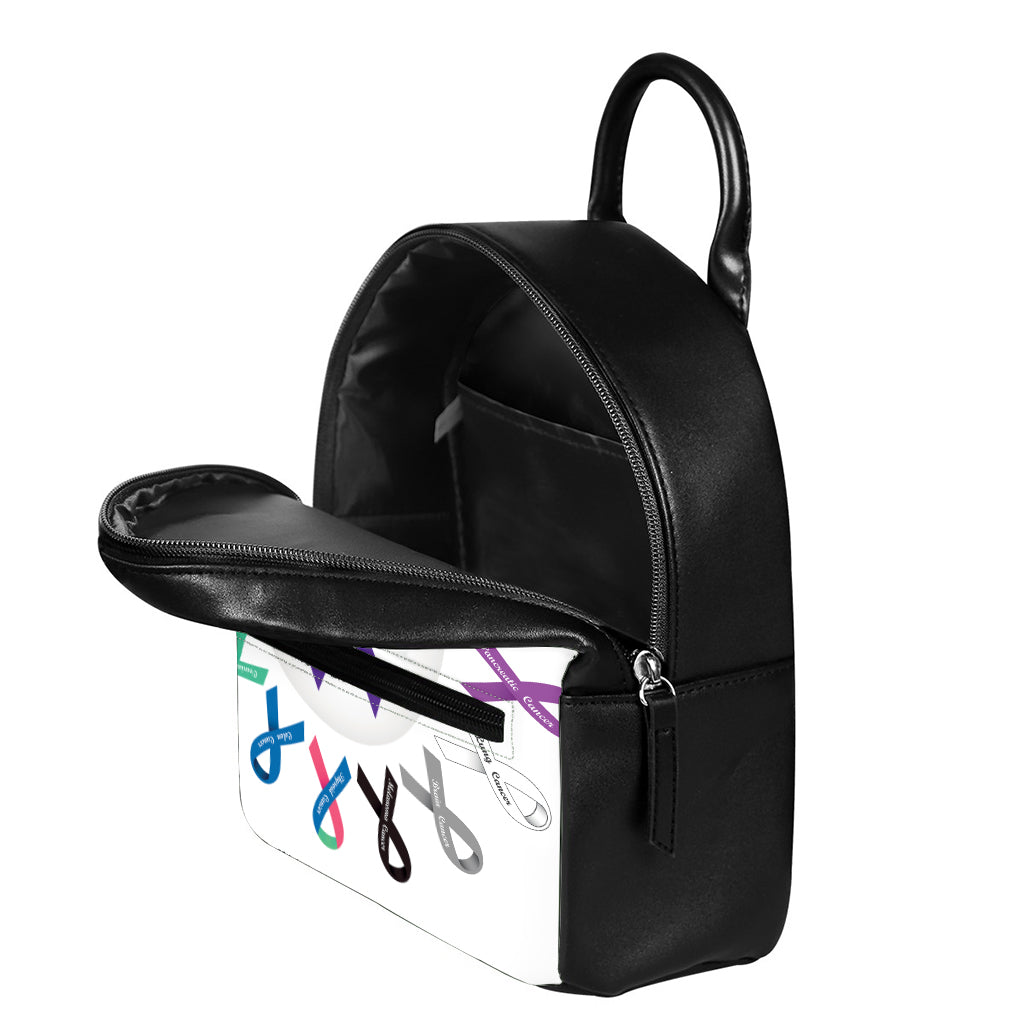 All Cancer Awareness Ribbons Print Leather Backpack