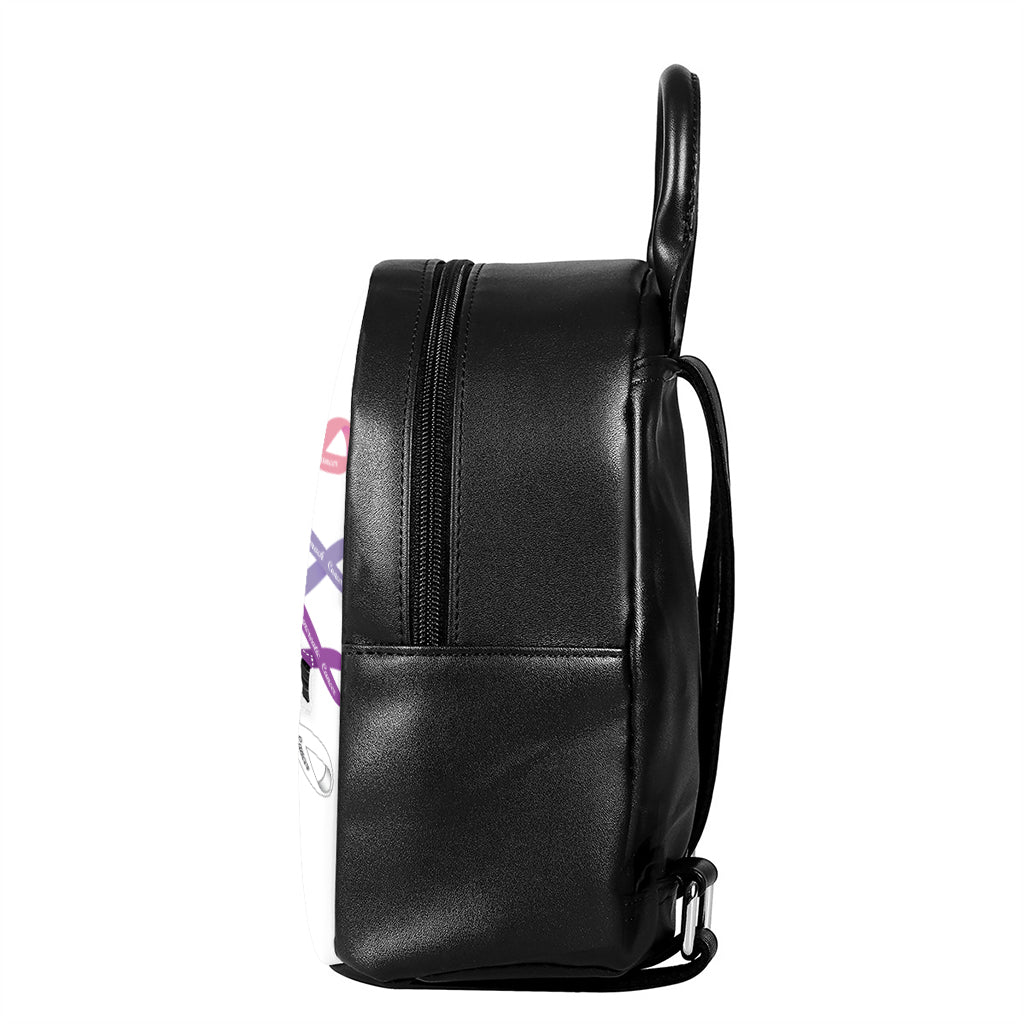 All Cancer Awareness Ribbons Print Leather Backpack