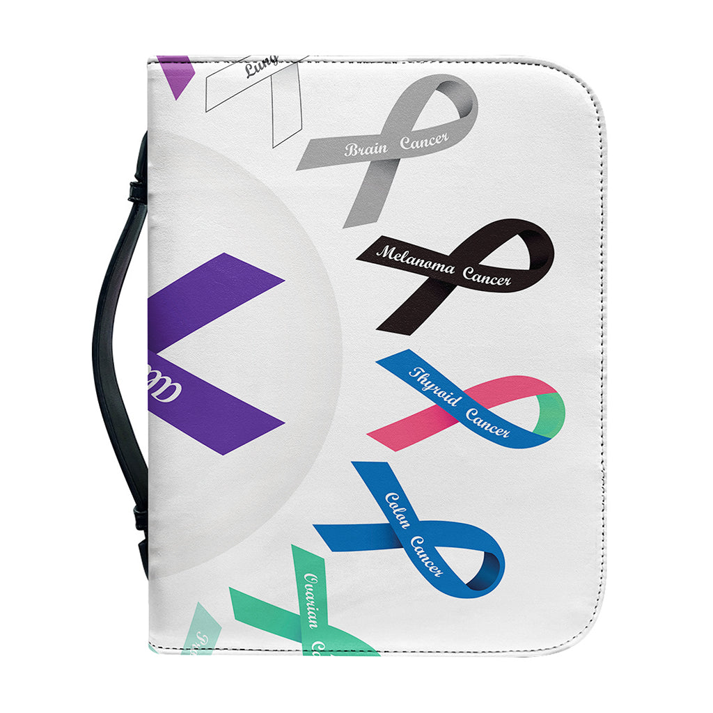 All Cancer Awareness Ribbons Print Leather Bible Cover