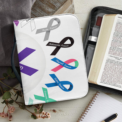 All Cancer Awareness Ribbons Print Leather Bible Cover