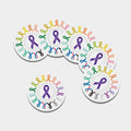 All Cancer Awareness Ribbons Print Leather Coaster Set