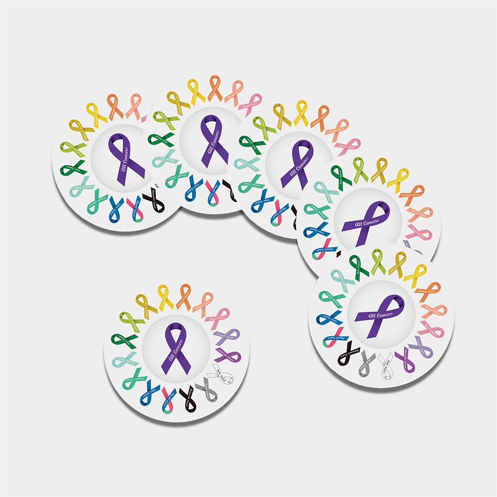 All Cancer Awareness Ribbons Print Leather Coaster Set