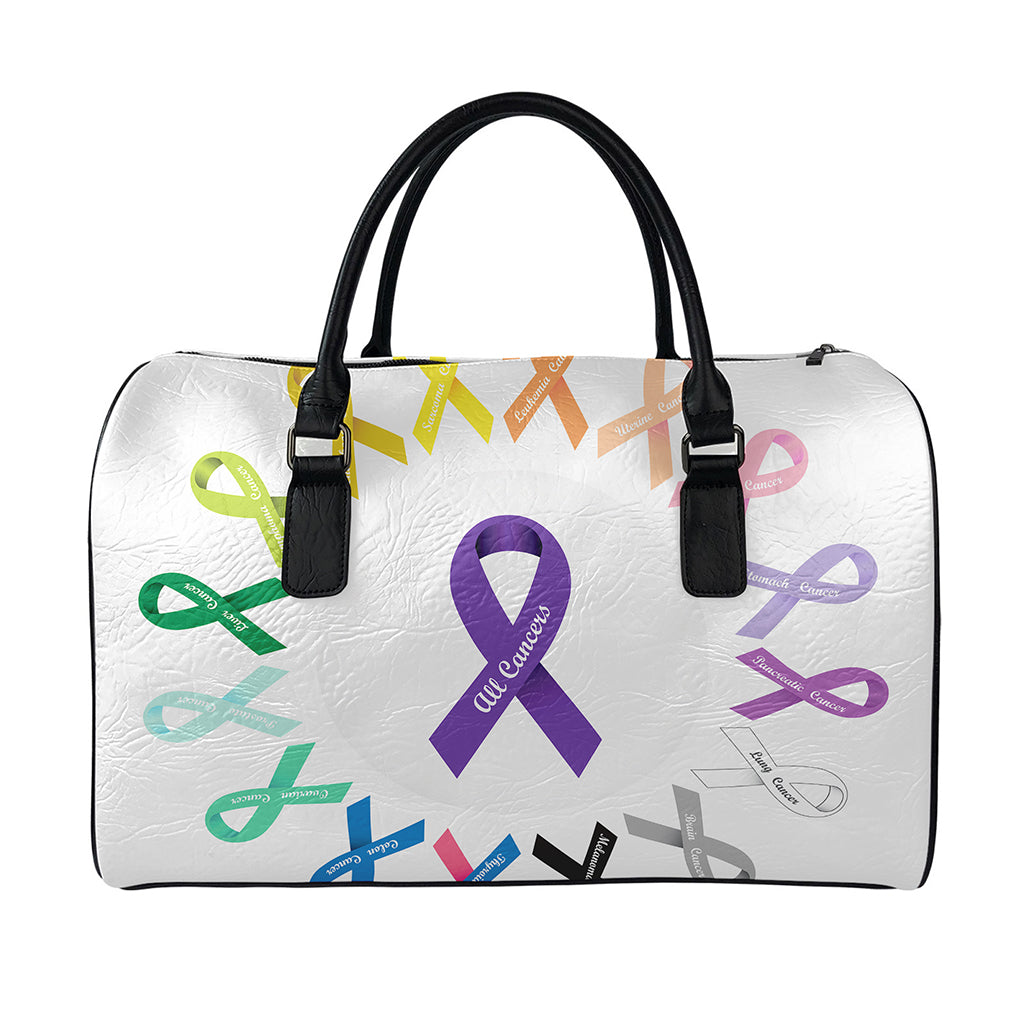 All Cancer Awareness Ribbons Print Leather Duffle Bag