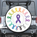 All Cancer Awareness Ribbons Print Leather Spare Tire Cover