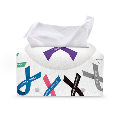 All Cancer Awareness Ribbons Print Leather Tissue Box Cover