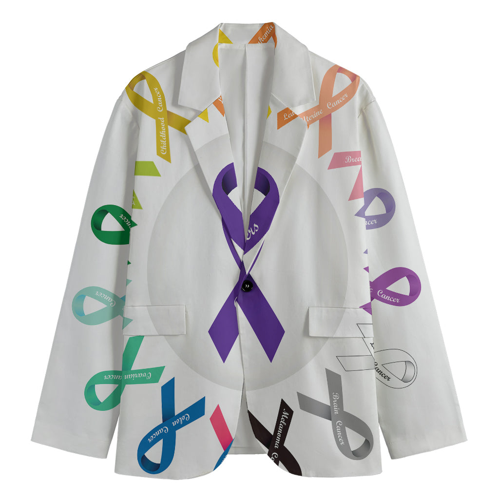 All Cancer Awareness Ribbons Print Men's Cotton Blazer