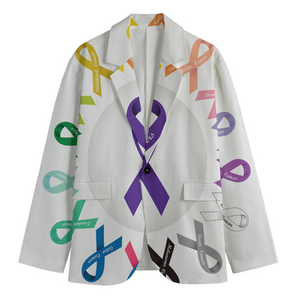All Cancer Awareness Ribbons Print Men's Cotton Blazer