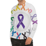 All Cancer Awareness Ribbons Print Men's Long Sleeve Rash Guard