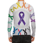 All Cancer Awareness Ribbons Print Men's Long Sleeve Rash Guard