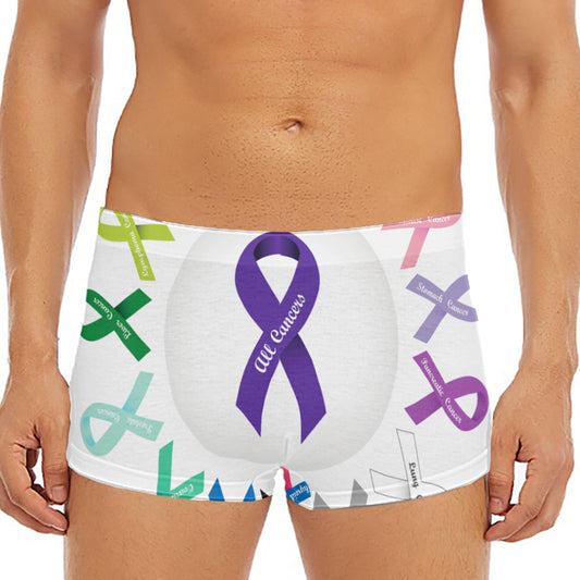 All Cancer Awareness Ribbons Print Men's Short Boxer Briefs