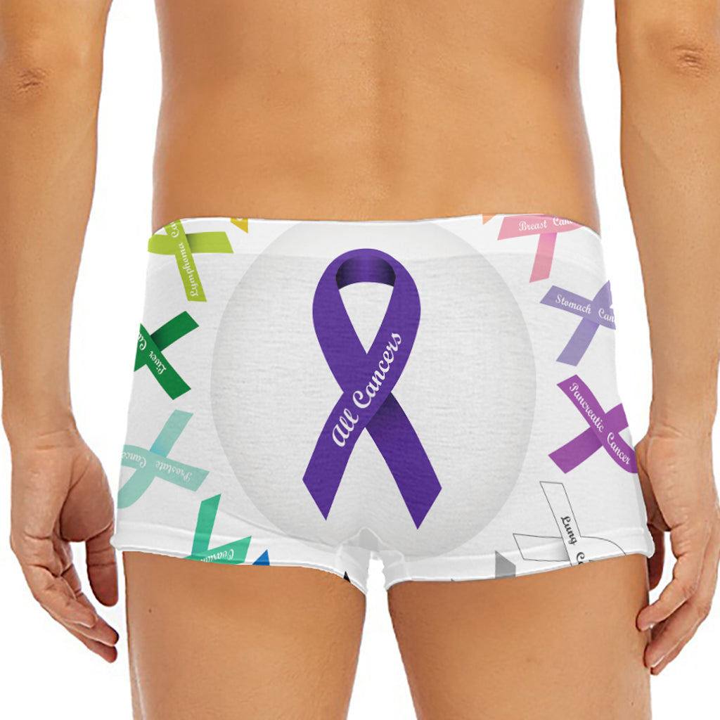 All Cancer Awareness Ribbons Print Men's Short Boxer Briefs