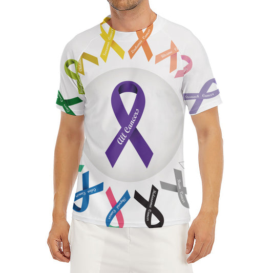 All Cancer Awareness Ribbons Print Men's Short Sleeve Rash Guard
