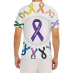 All Cancer Awareness Ribbons Print Men's Short Sleeve Rash Guard