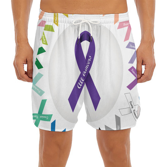 All Cancer Awareness Ribbons Print Men's Split Running Shorts