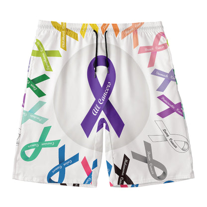 All Cancer Awareness Ribbons Print Men's Swim Trunks