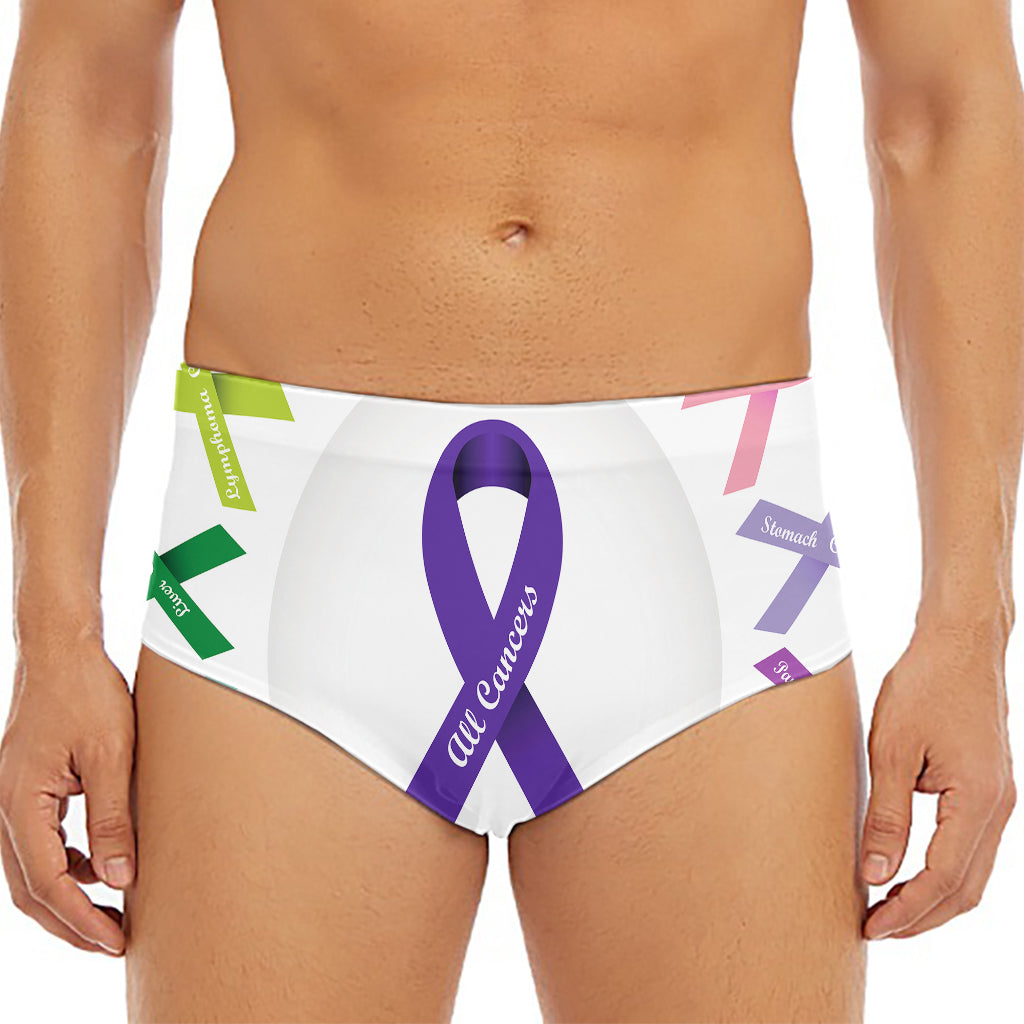 All Cancer Awareness Ribbons Print Men's Triangle Swim Briefs