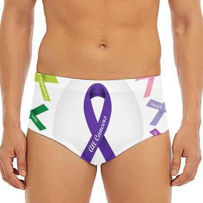All Cancer Awareness Ribbons Print Men's Triangle Swim Briefs