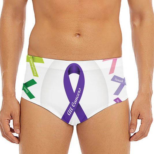 All Cancer Awareness Ribbons Print Men's Triangle Swim Briefs