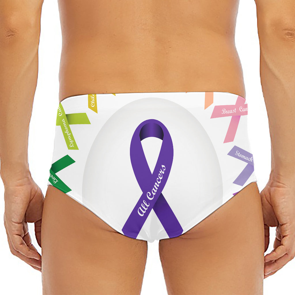 All Cancer Awareness Ribbons Print Men's Triangle Swim Briefs