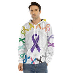 All Cancer Awareness Ribbons Print Men's Velvet Pullover Hoodie