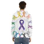 All Cancer Awareness Ribbons Print Men's Velvet Pullover Hoodie