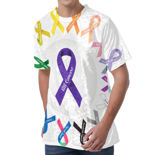 All Cancer Awareness Ribbons Print Men's Velvet T-Shirt