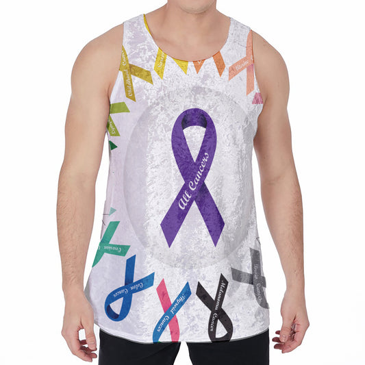 All Cancer Awareness Ribbons Print Men's Velvet Tank Top