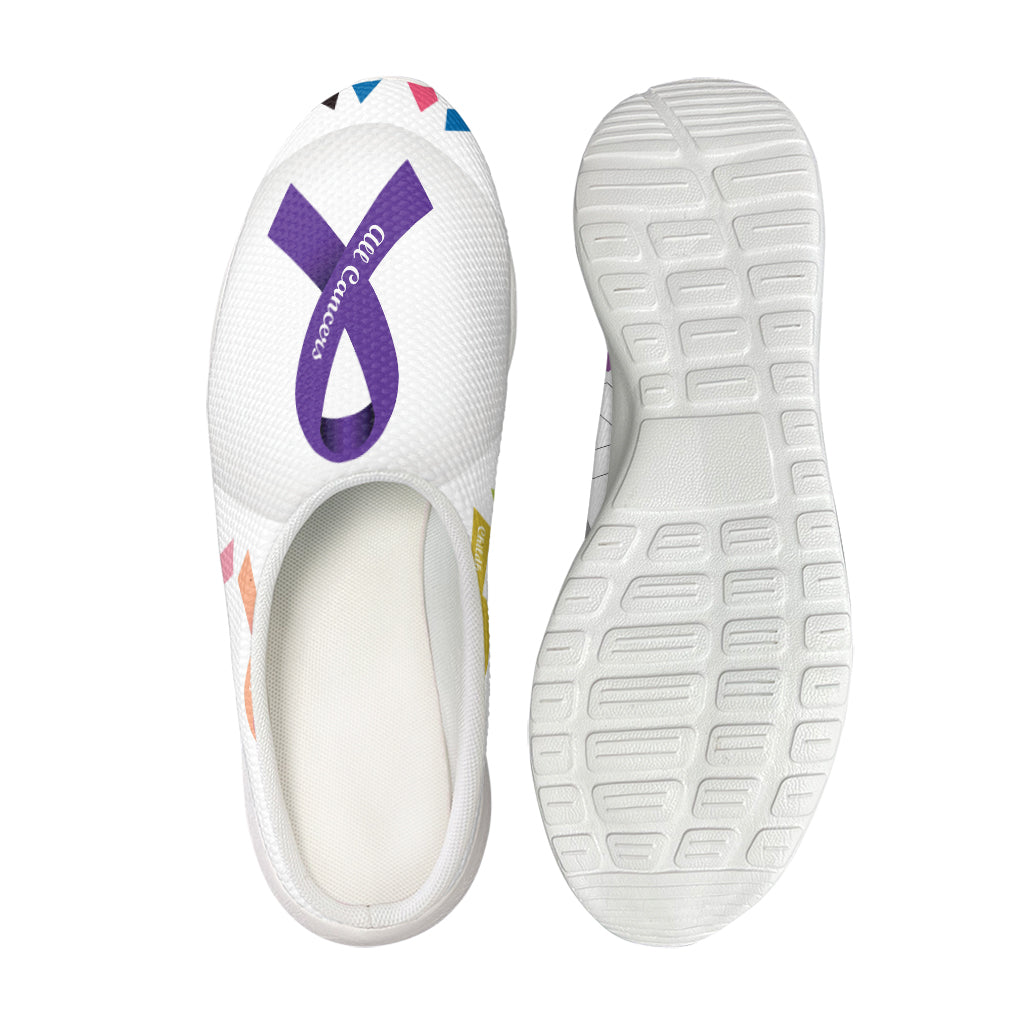 All Cancer Awareness Ribbons Print Mesh Casual Shoes