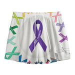 All Cancer Awareness Ribbons Print Mesh Shorts