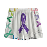 All Cancer Awareness Ribbons Print Mesh Shorts
