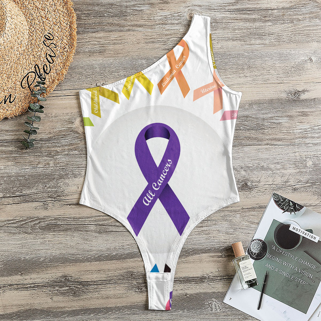 All Cancer Awareness Ribbons Print One Shoulder Bodysuit