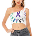 All Cancer Awareness Ribbons Print One Shoulder Crop Top
