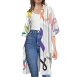 All Cancer Awareness Ribbons Print Open Front Beach Cover Up