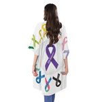 All Cancer Awareness Ribbons Print Open Front Beach Cover Up