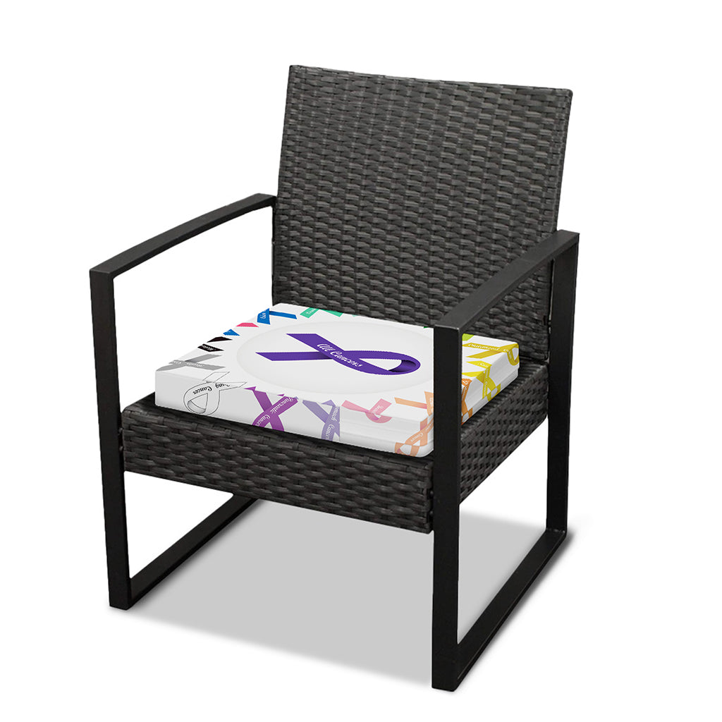 All Cancer Awareness Ribbons Print Outdoor Seat Cushion Cover