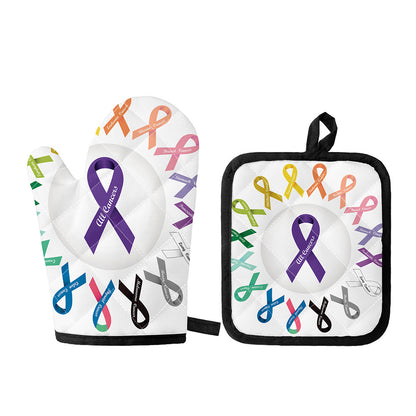 All Cancer Awareness Ribbons Print Oven Mitt And Pot Holder Set