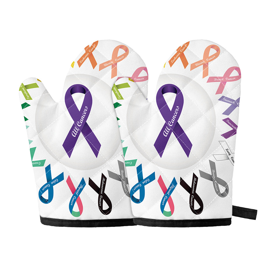 All Cancer Awareness Ribbons Print Oven Mitts