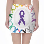 All Cancer Awareness Ribbons Print Pencil Mini Skirt