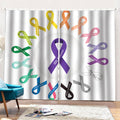 All Cancer Awareness Ribbons Print Pencil Pleat Curtains