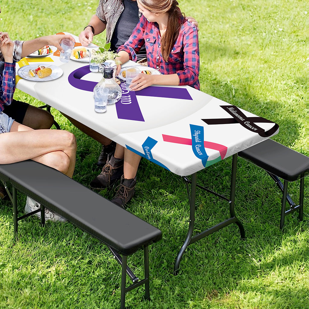 All Cancer Awareness Ribbons Print Picnic Table Cover
