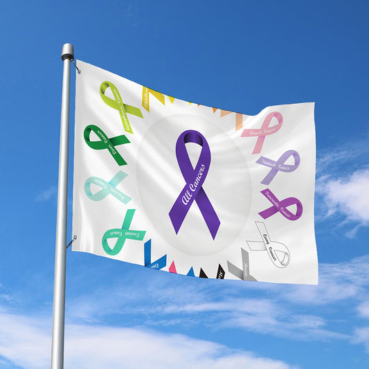 All Cancer Awareness Ribbons Print Polyester Flag